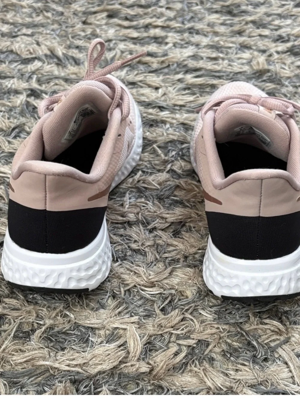 Nike Women's Blush and Black Running Sneakers, Size 6